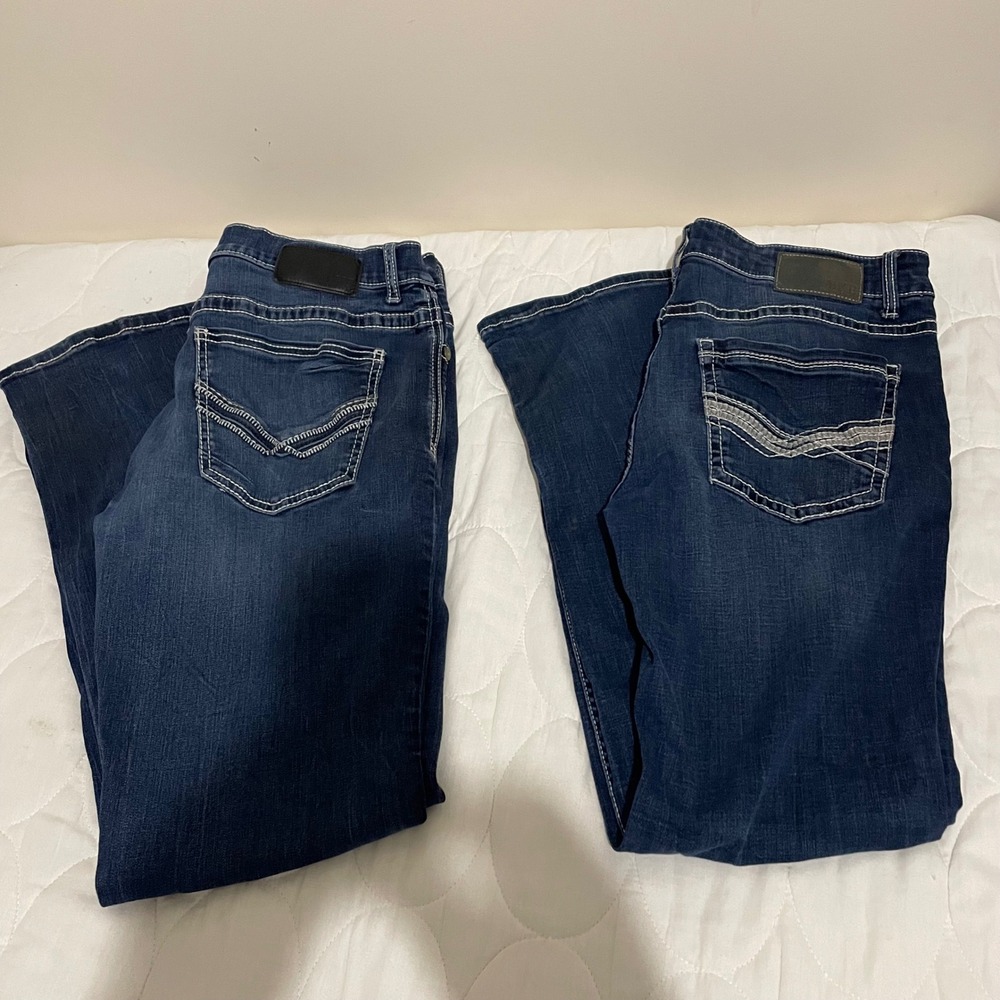 Lot of 2 BKE Aiden Mens Straight Leg Jeans Dark Wash 34x32 Stretch actually 31"